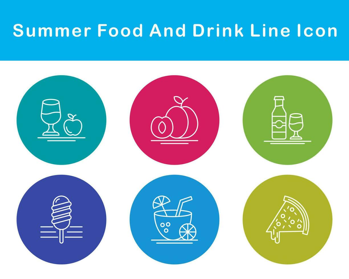 Summer Food And Drink Vector Icon Set