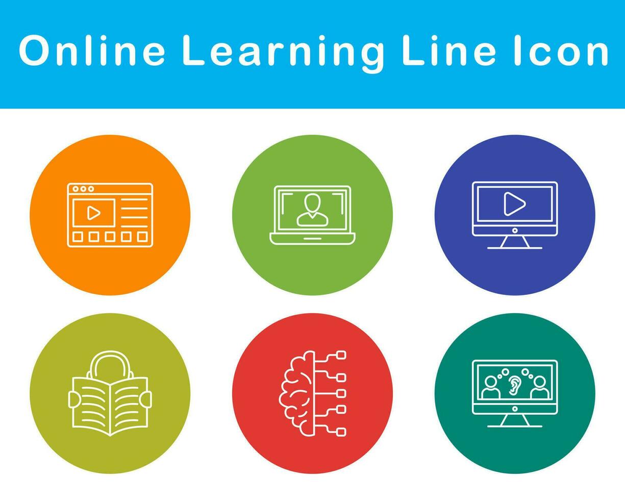Online Learning Vector Icon Set