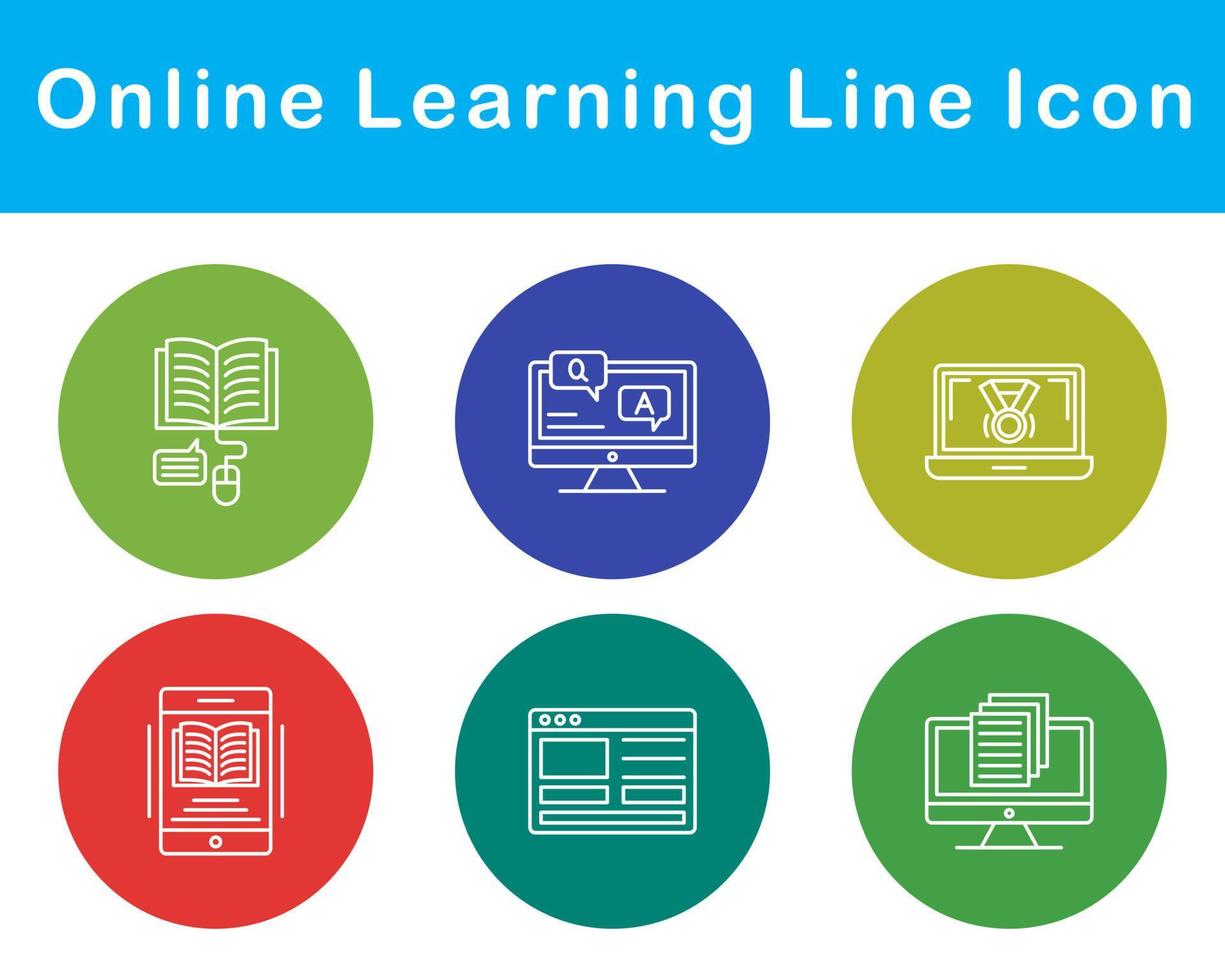 en línea aprendizaje vector icono conjunto