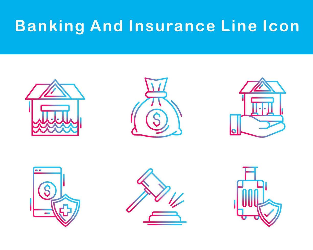 Banking And Insurance Vector Icon Set