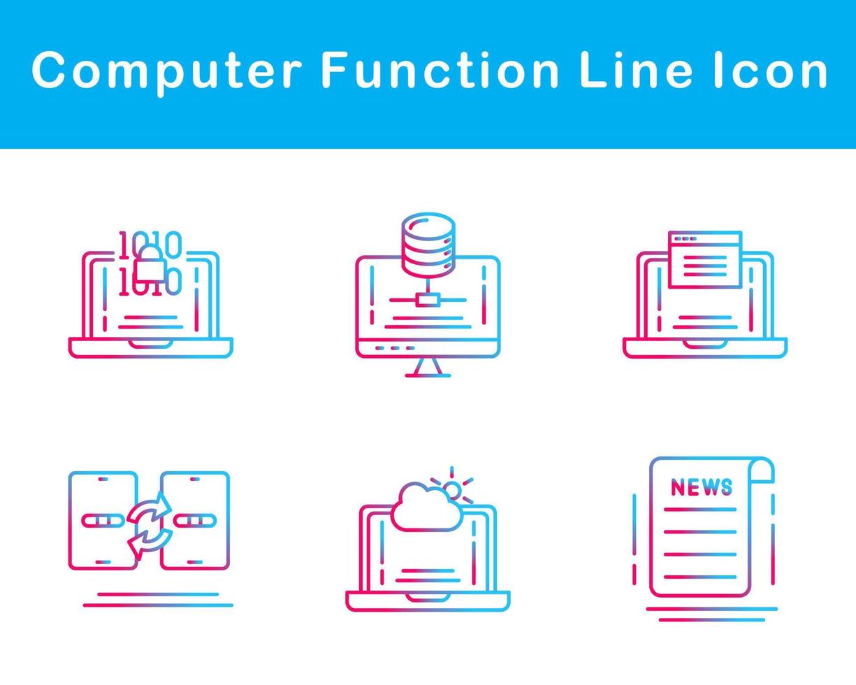 Computer Function Vector Icon Set