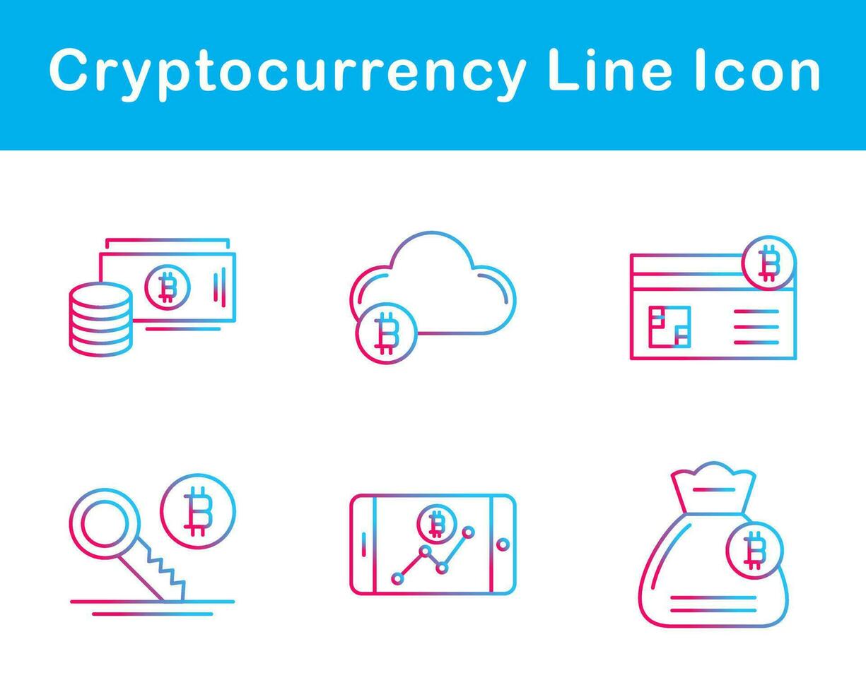 Bitcoin And Cryptocurrency Vector Icon Set