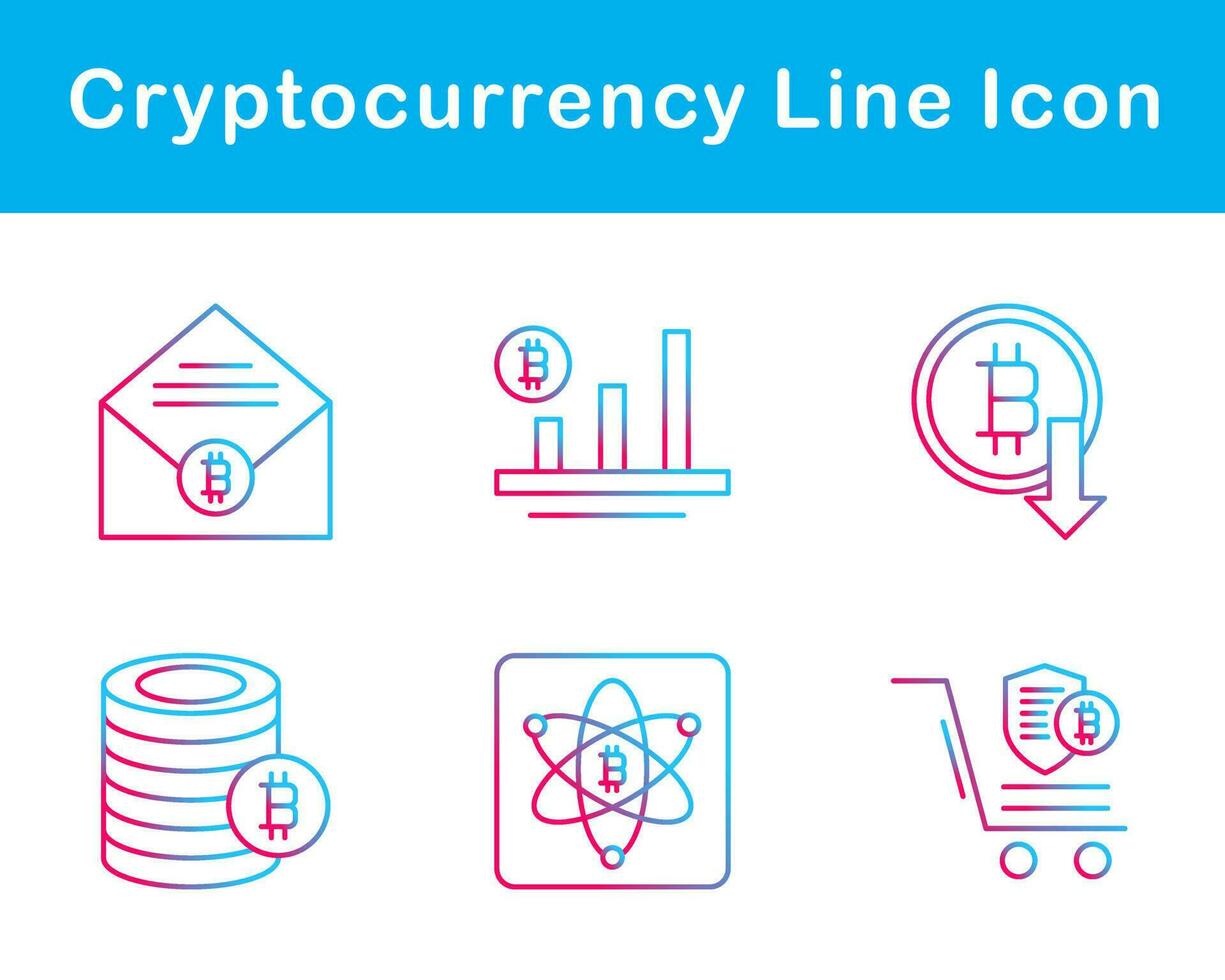 Bitcoin And Cryptocurrency Vector Icon Set