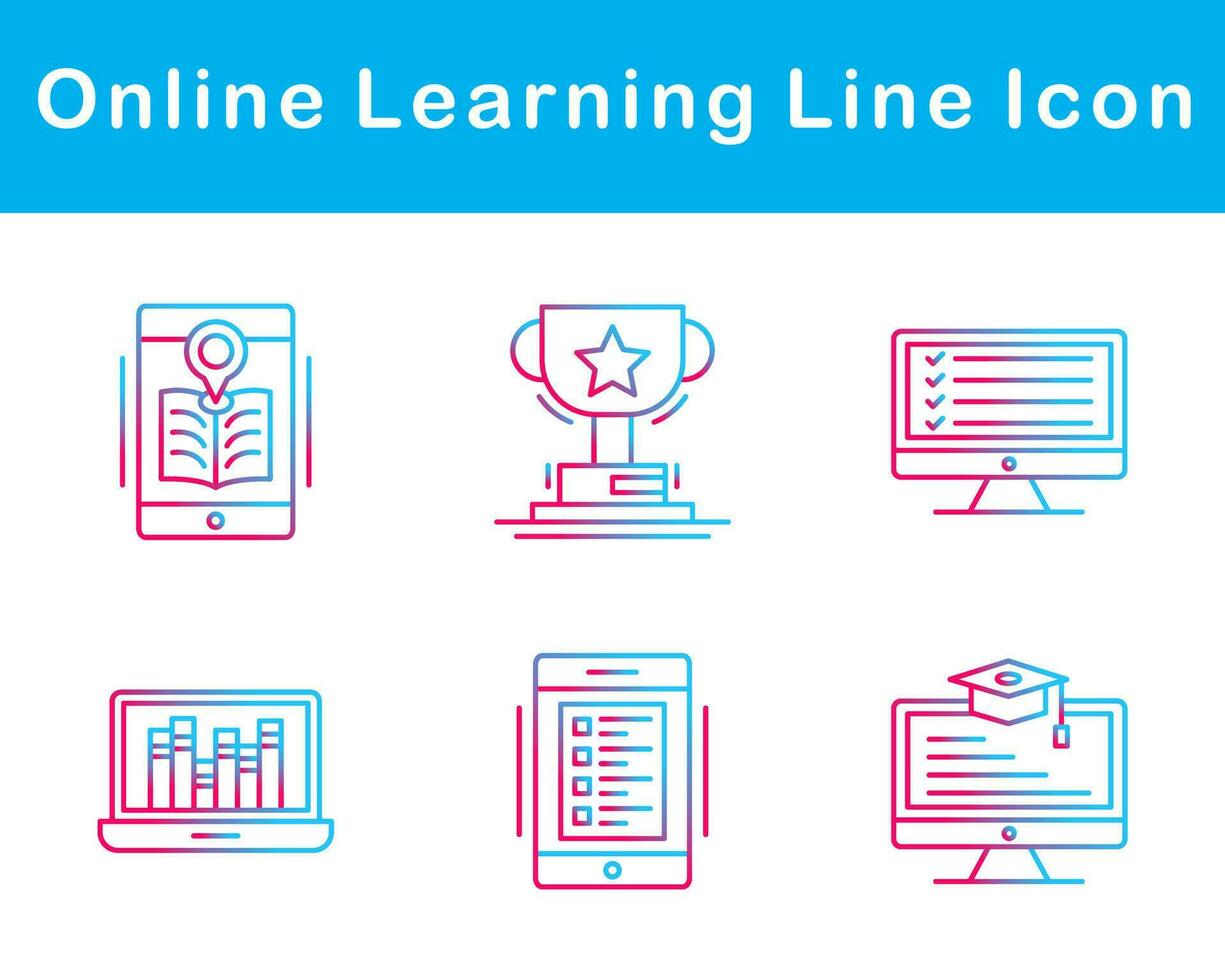 Online Learning Vector Icon Set