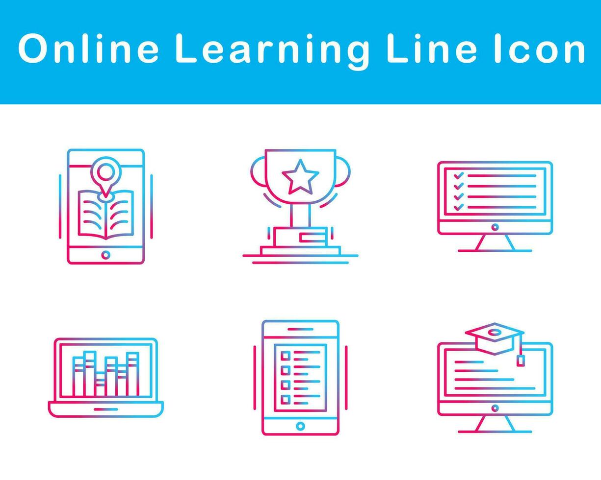 en línea aprendizaje vector icono conjunto