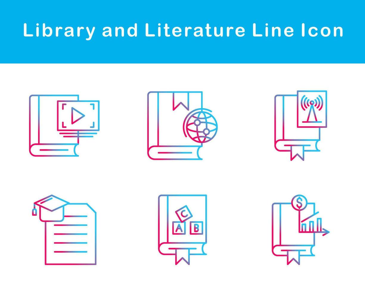 Library And Literature Vector Icon Set