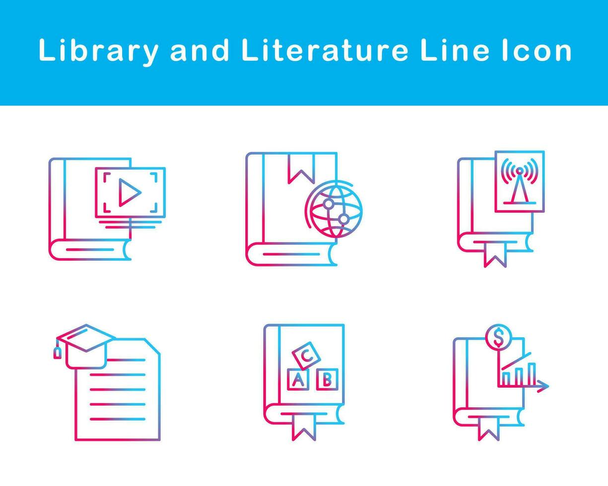 biblioteca y literatura vector icono conjunto