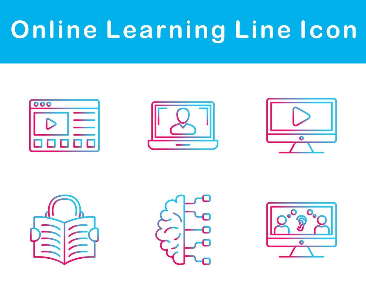 Online Learning Vector Icon Set