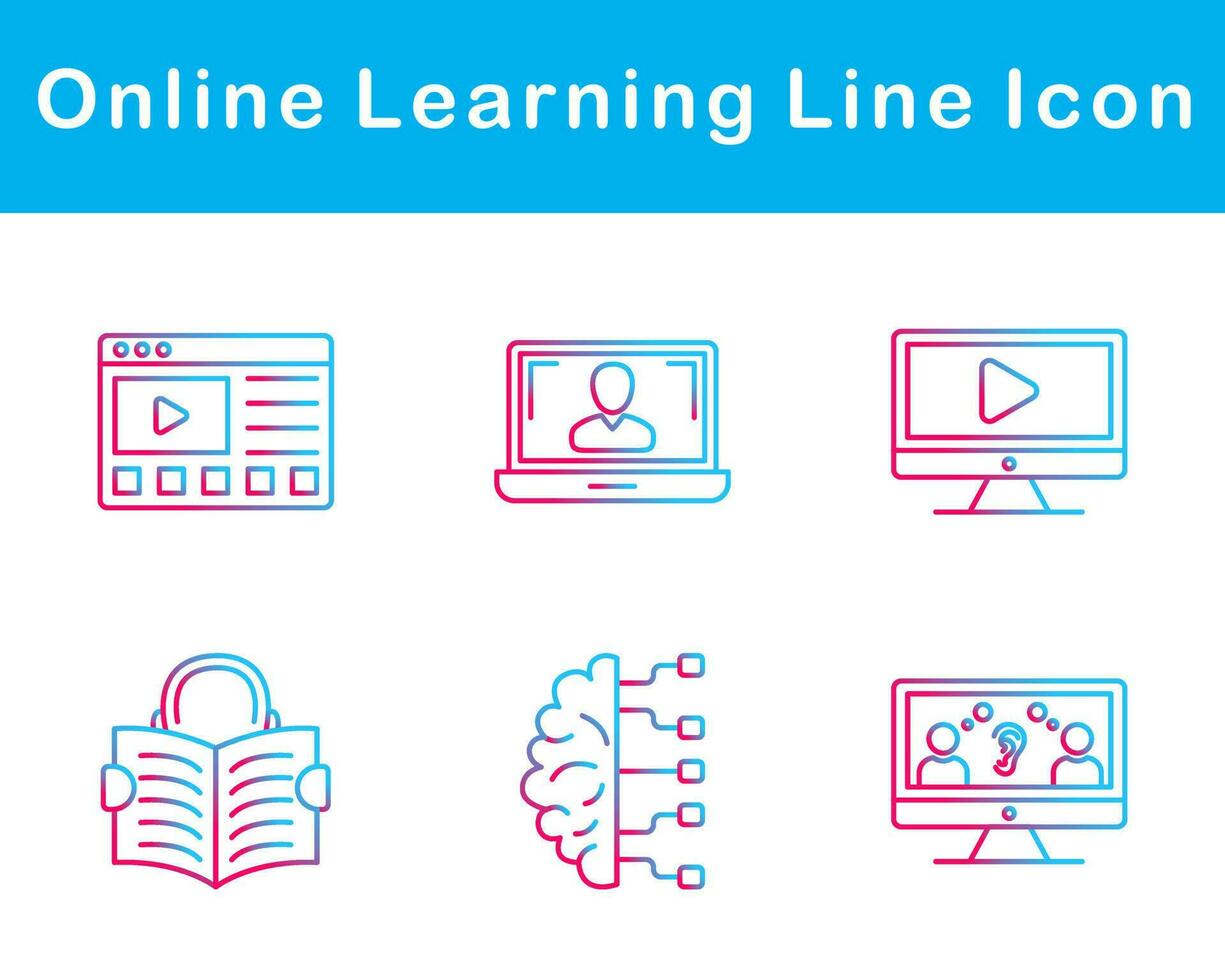 en línea aprendizaje vector icono conjunto