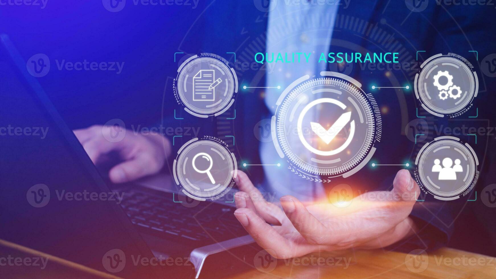 Quality Assurance Control Standards, Standards and Certification Concepts, Guaranteed Quality Guaranteed Service Standard Internet Technology Business Concept. photo