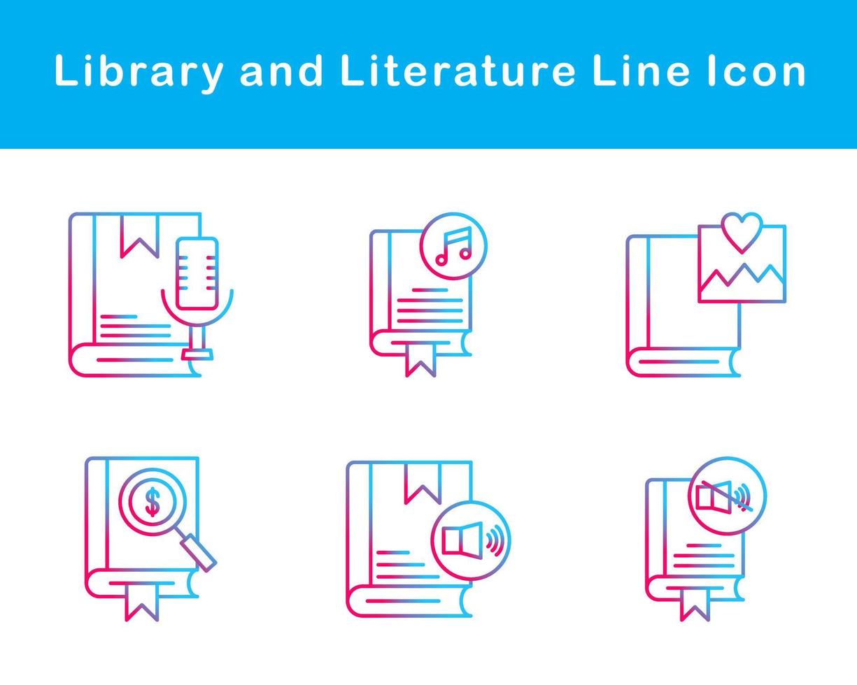 Library And Literature Vector Icon Set