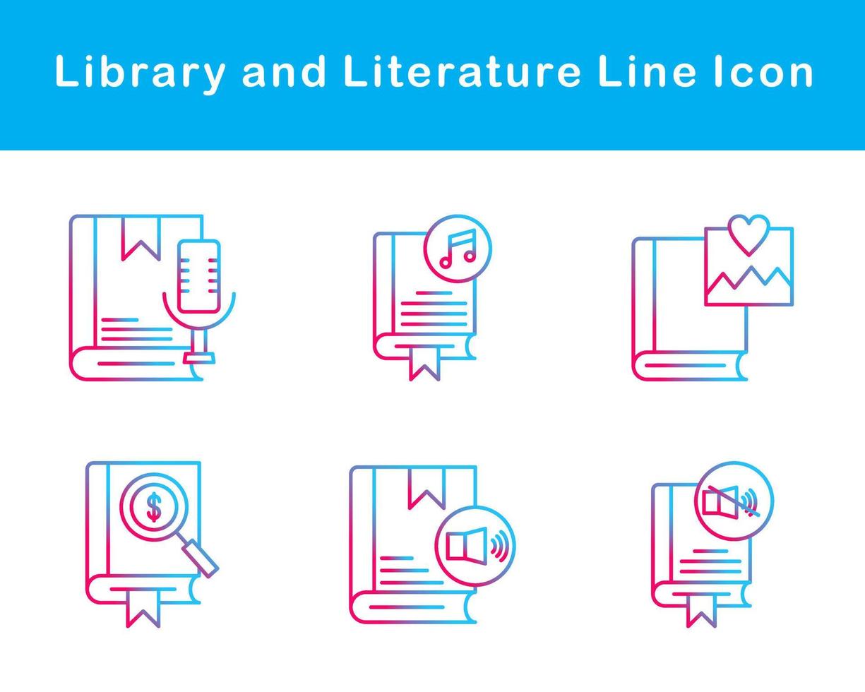 biblioteca y literatura vector icono conjunto