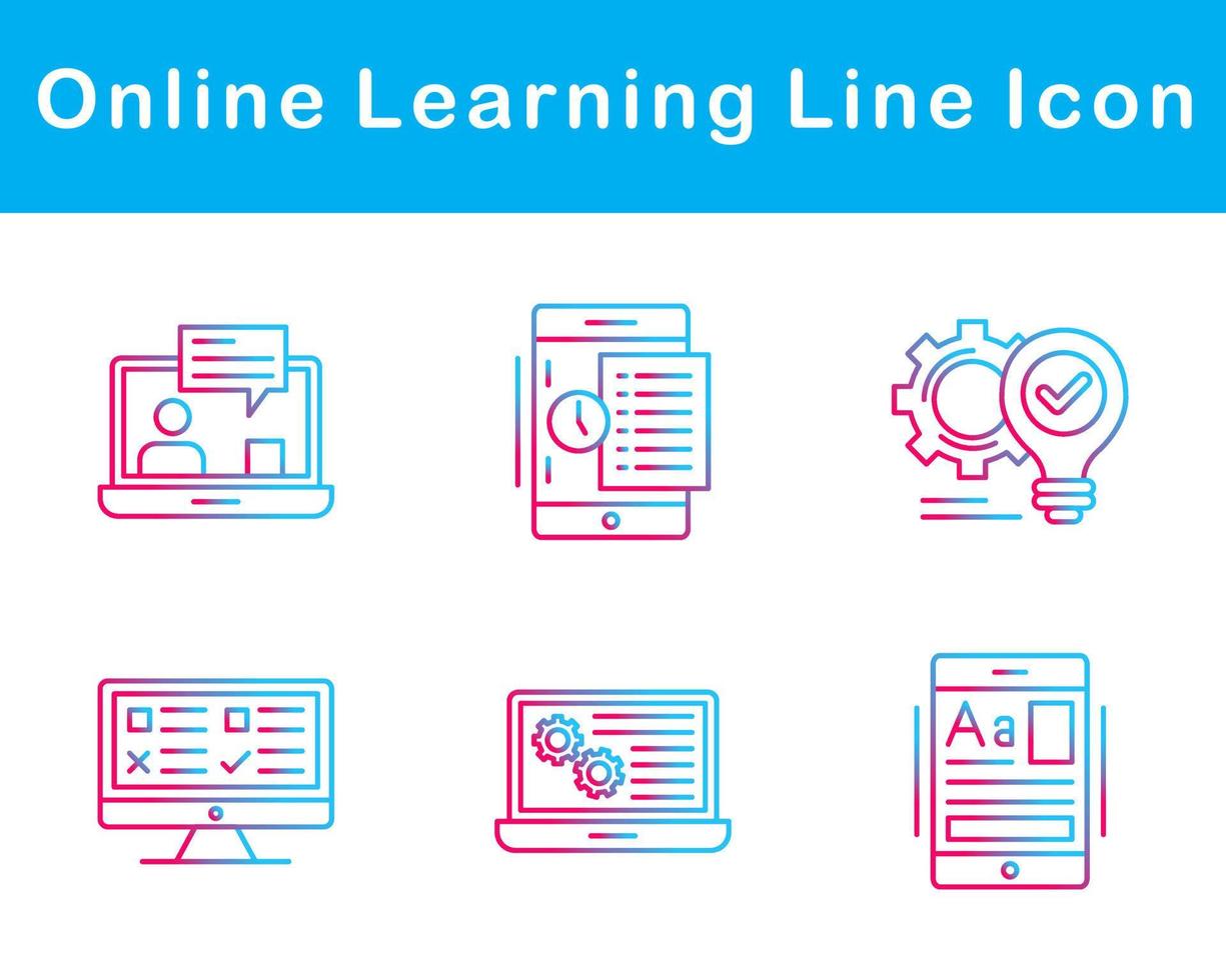 en línea aprendizaje vector icono conjunto