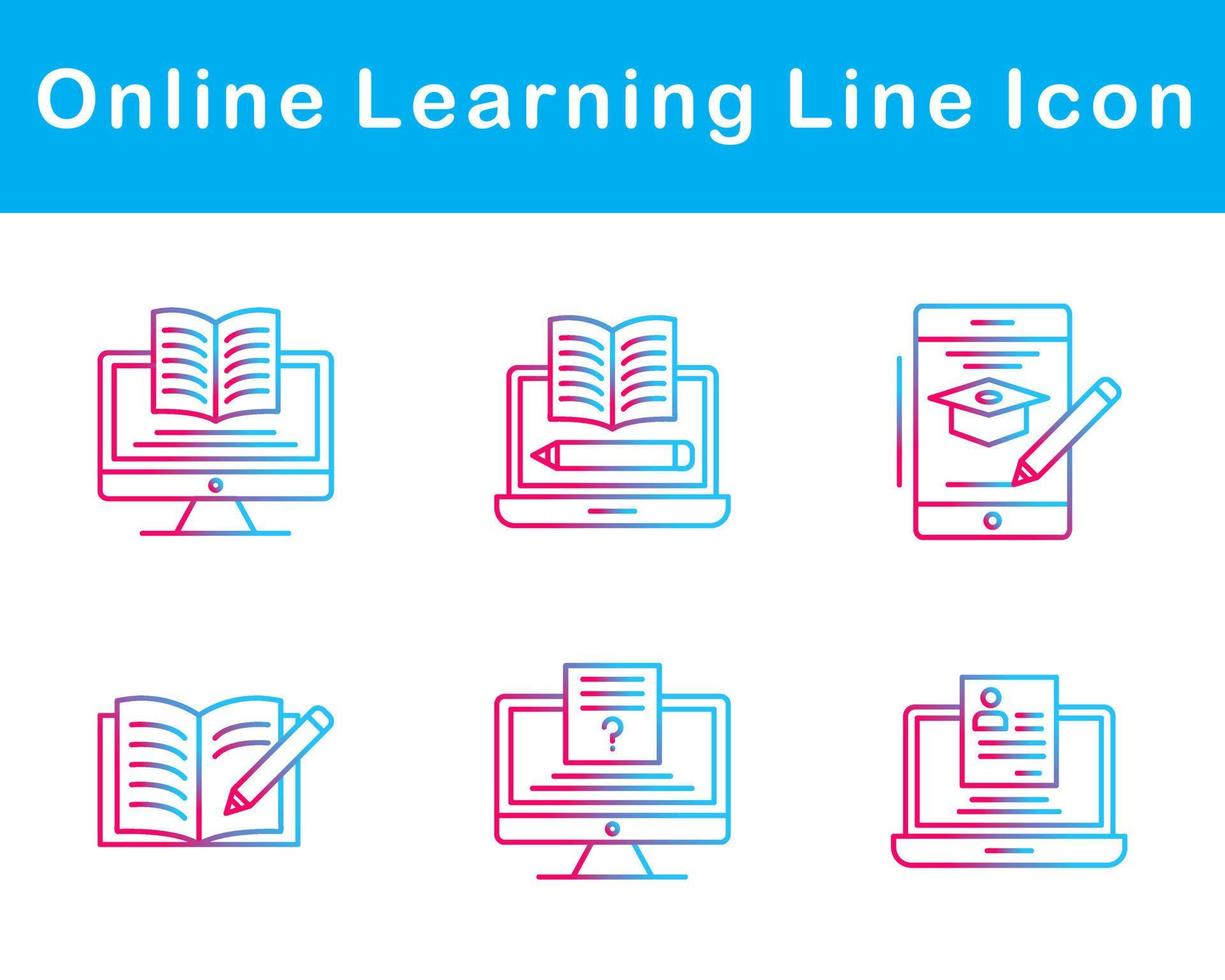 Online Learning Vector Icon Set