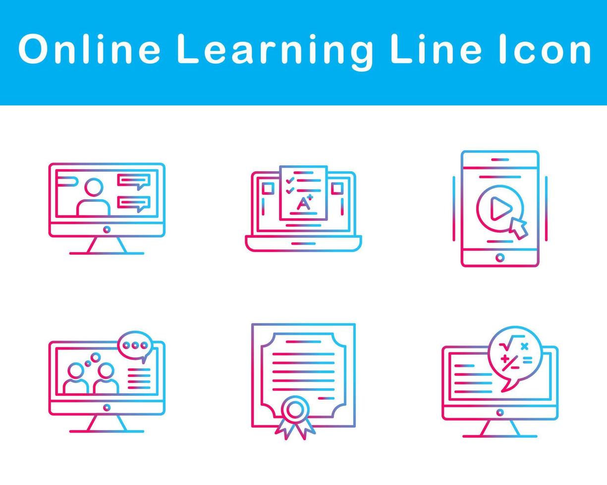 Online Learning Vector Icon Set