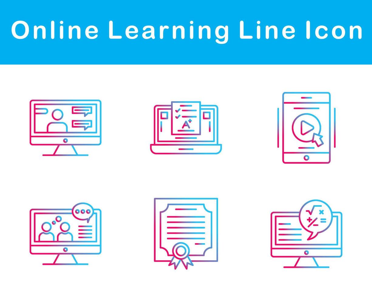 en línea aprendizaje vector icono conjunto