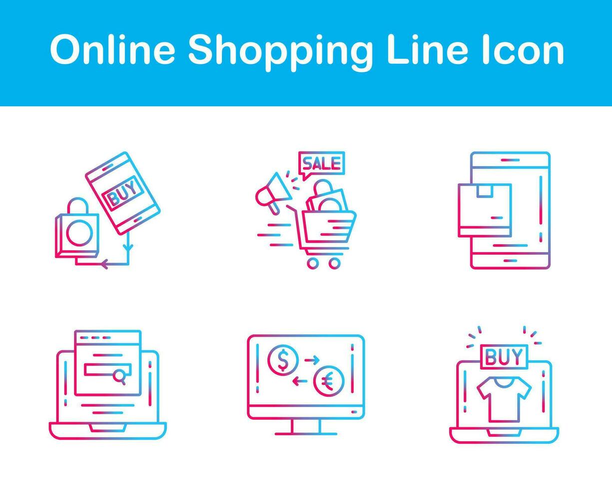 conjunto de iconos de vector de compras en línea