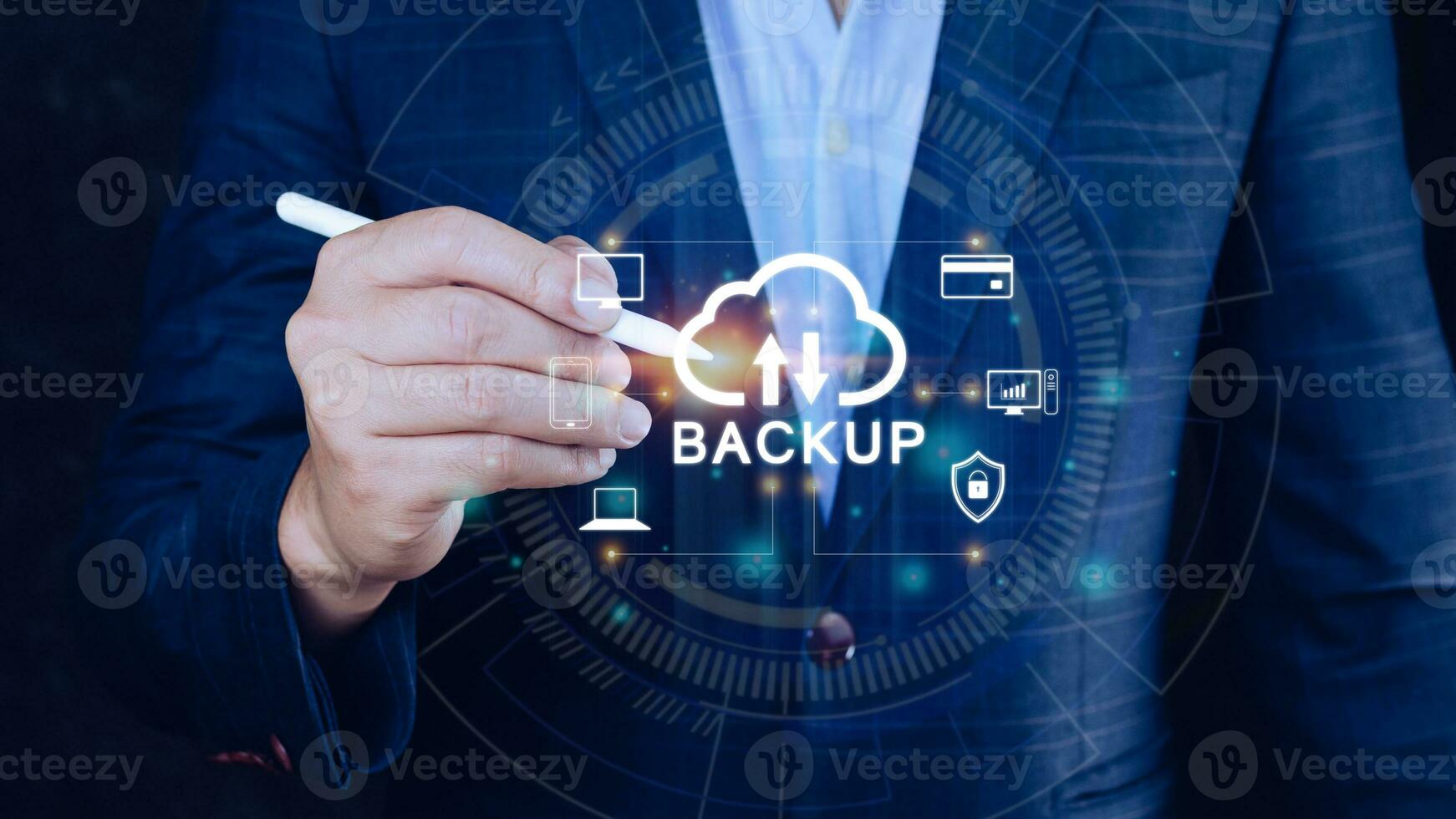 Internet data storage backup, technology business concept, Cloud technology, Data storage, Networking and internet service concept. photo