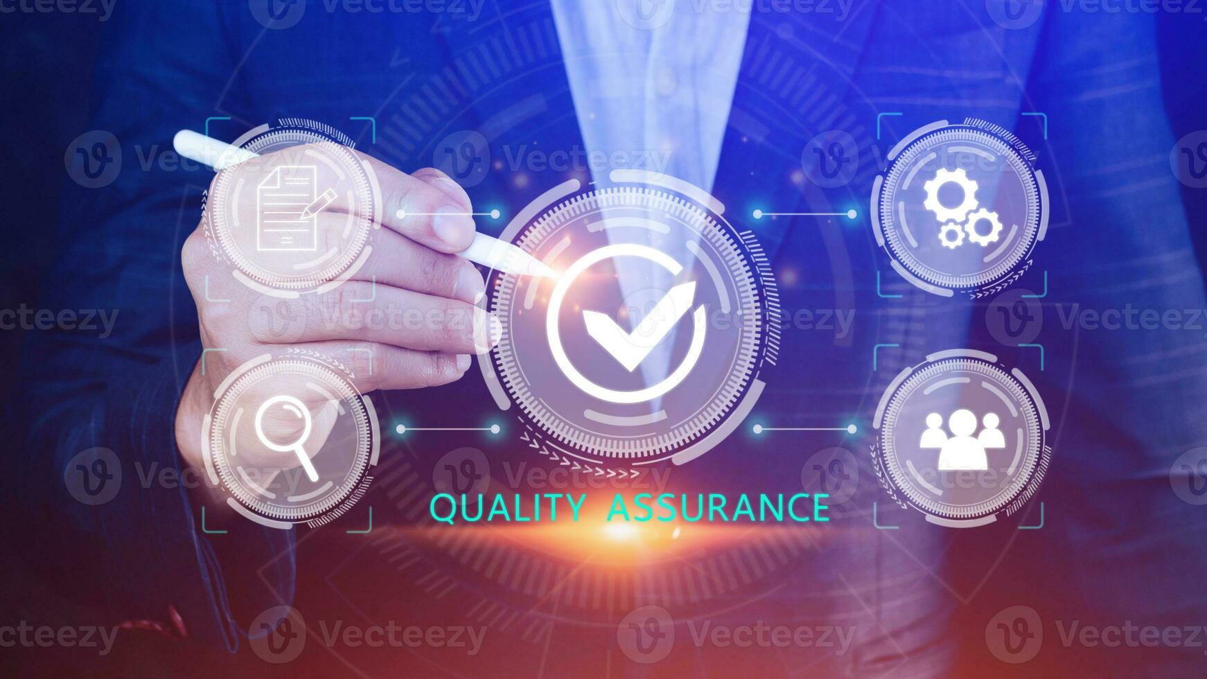 Quality Assurance Control Standards, Standards and Certification Concepts, Guaranteed Quality Guaranteed Service Standard Internet Technology Business Concept. photo