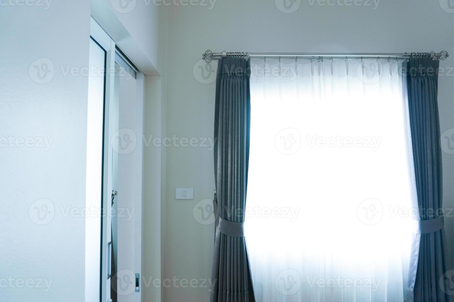 Curtains window decoration interior of room,empty room with window and curtains photo