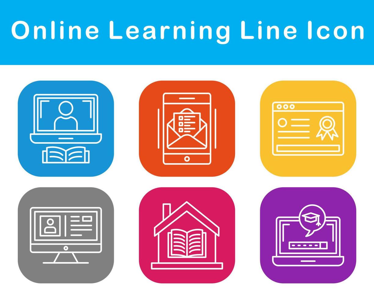 Online Learning Vector Icon Set
