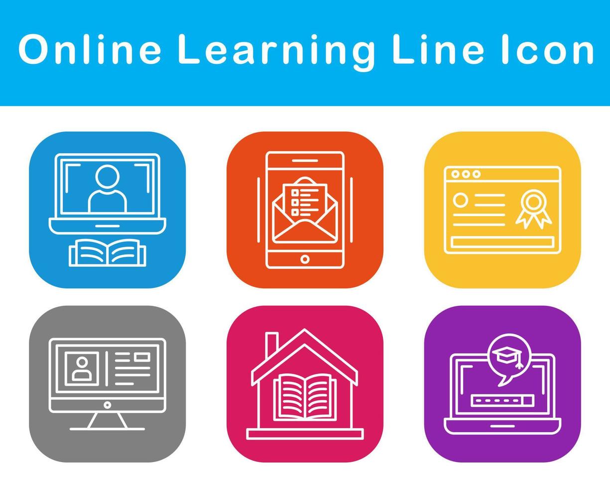 en línea aprendizaje vector icono conjunto