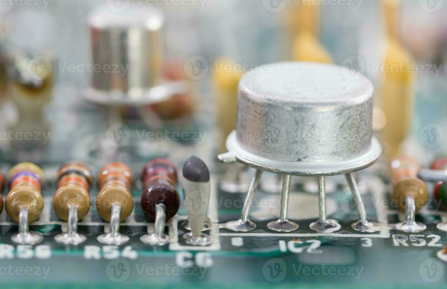 Closeup electronic hardware on the circuit board photo