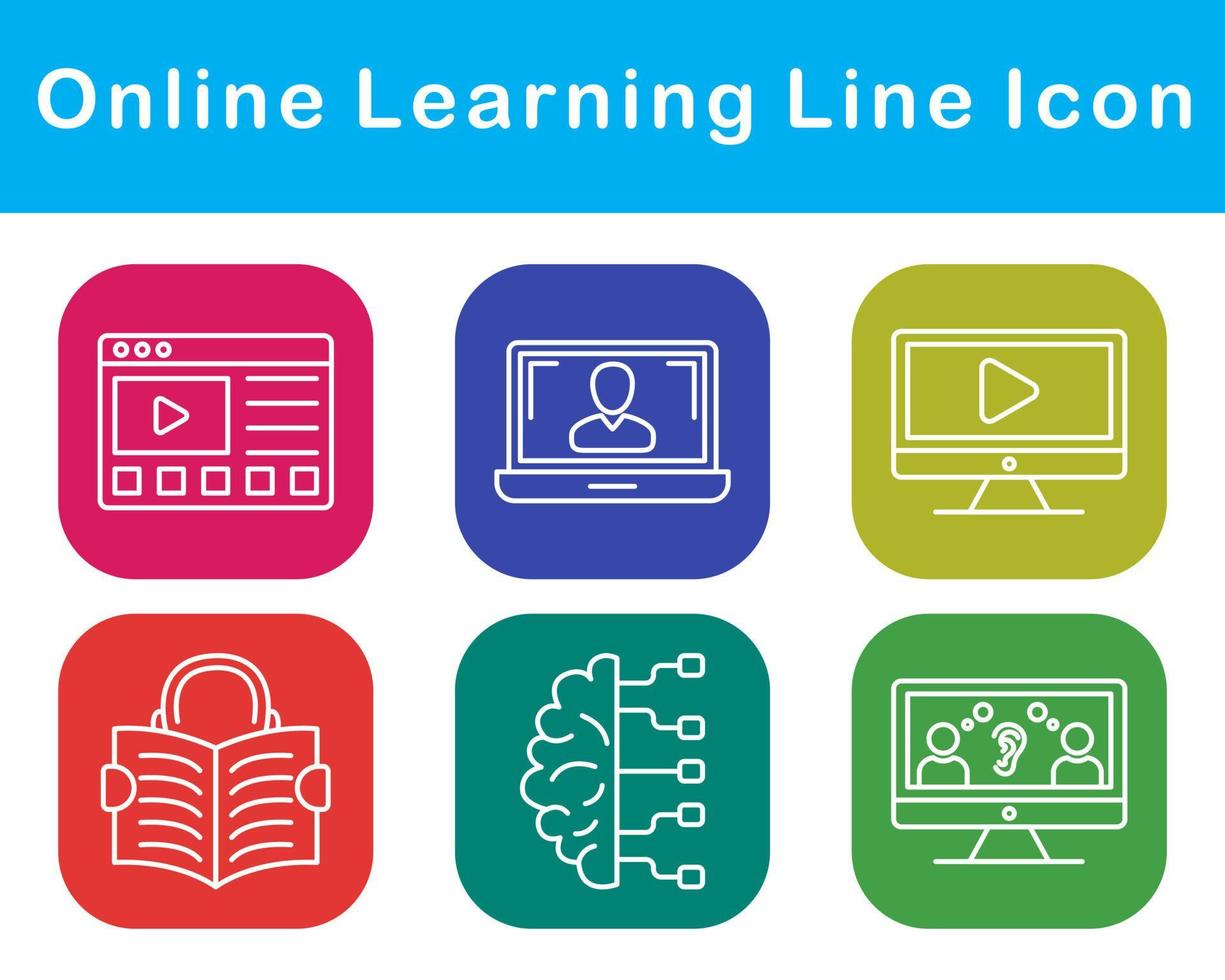en línea aprendizaje vector icono conjunto