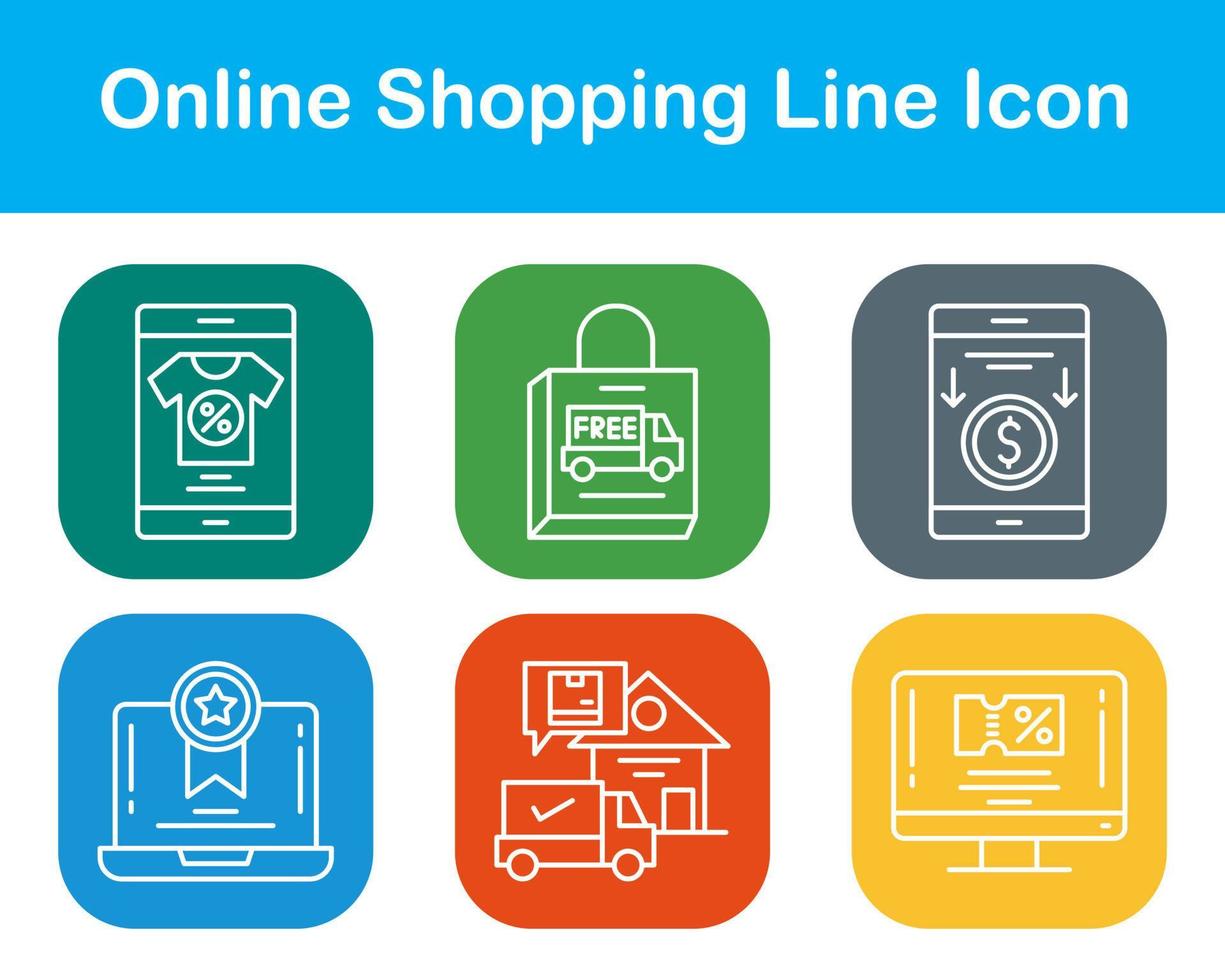 conjunto de iconos de vector de compras en línea