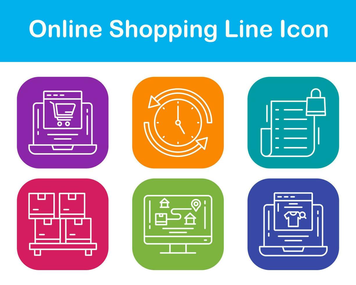 conjunto de iconos de vector de compras en línea