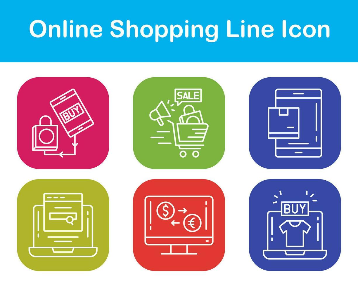 conjunto de iconos de vector de compras en línea