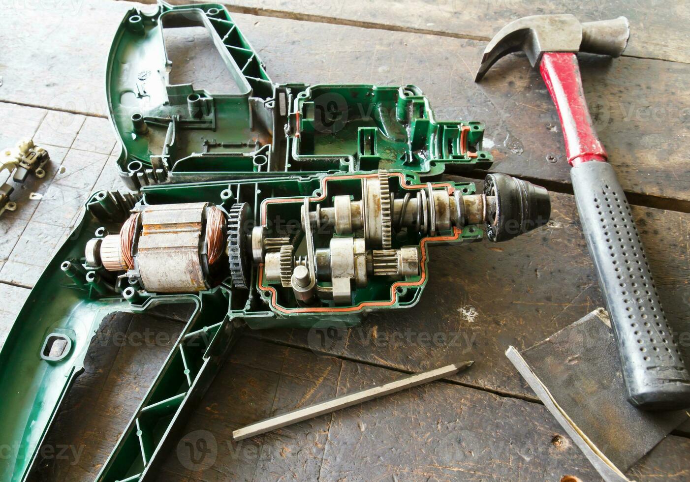 Electric drill on deck photo
