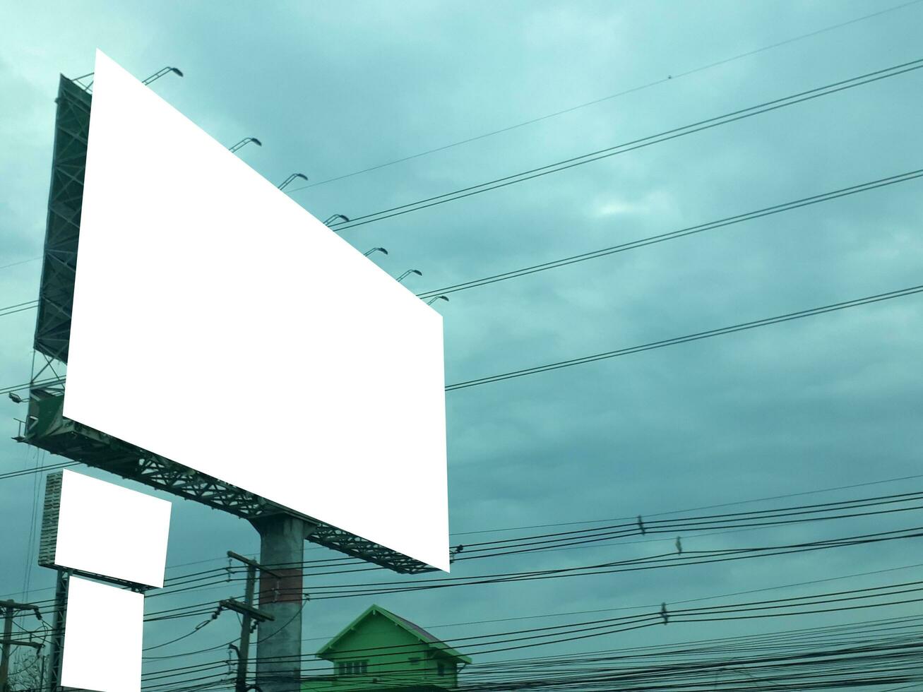 billboard blank for outdoor advertising poster at blue sky. photo