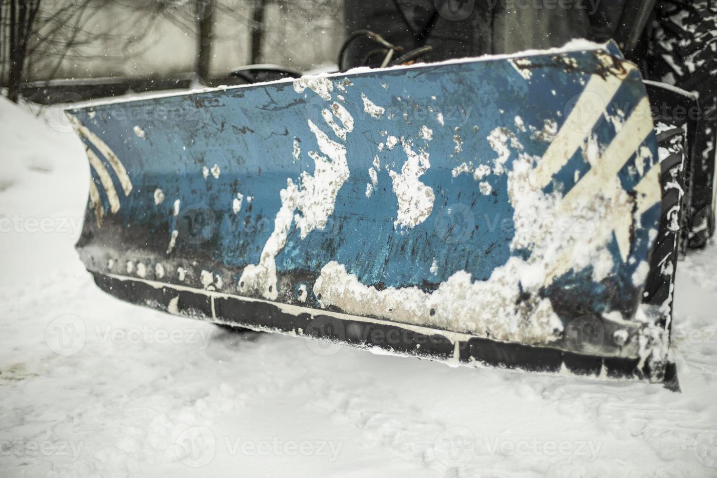 Snow removal bucket. Snow puffing equipment. Snow barrier. photo