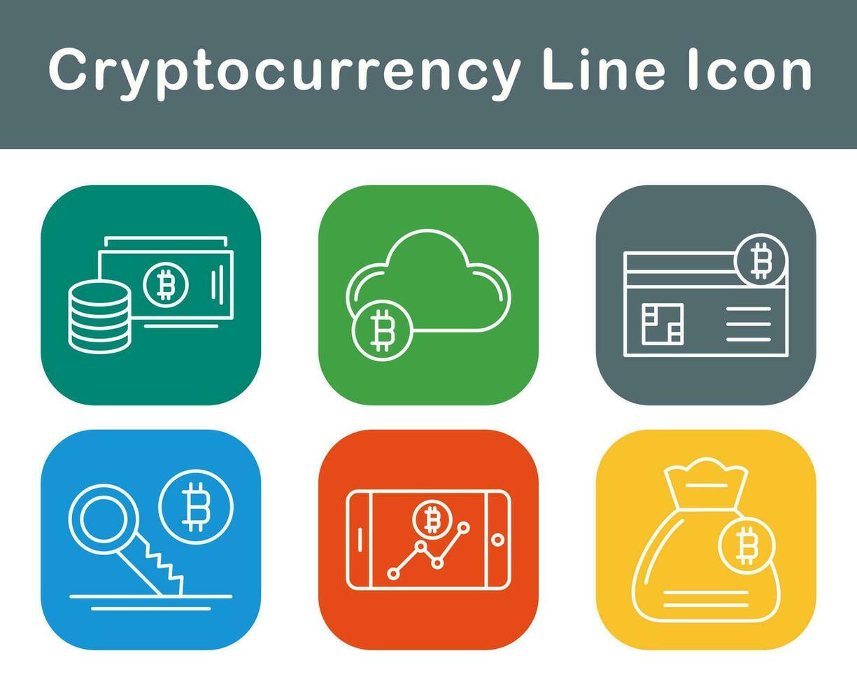 Bitcoin And Cryptocurrency Vector Icon Set