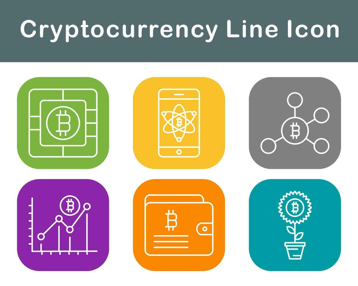 Bitcoin And Cryptocurrency Vector Icon Set