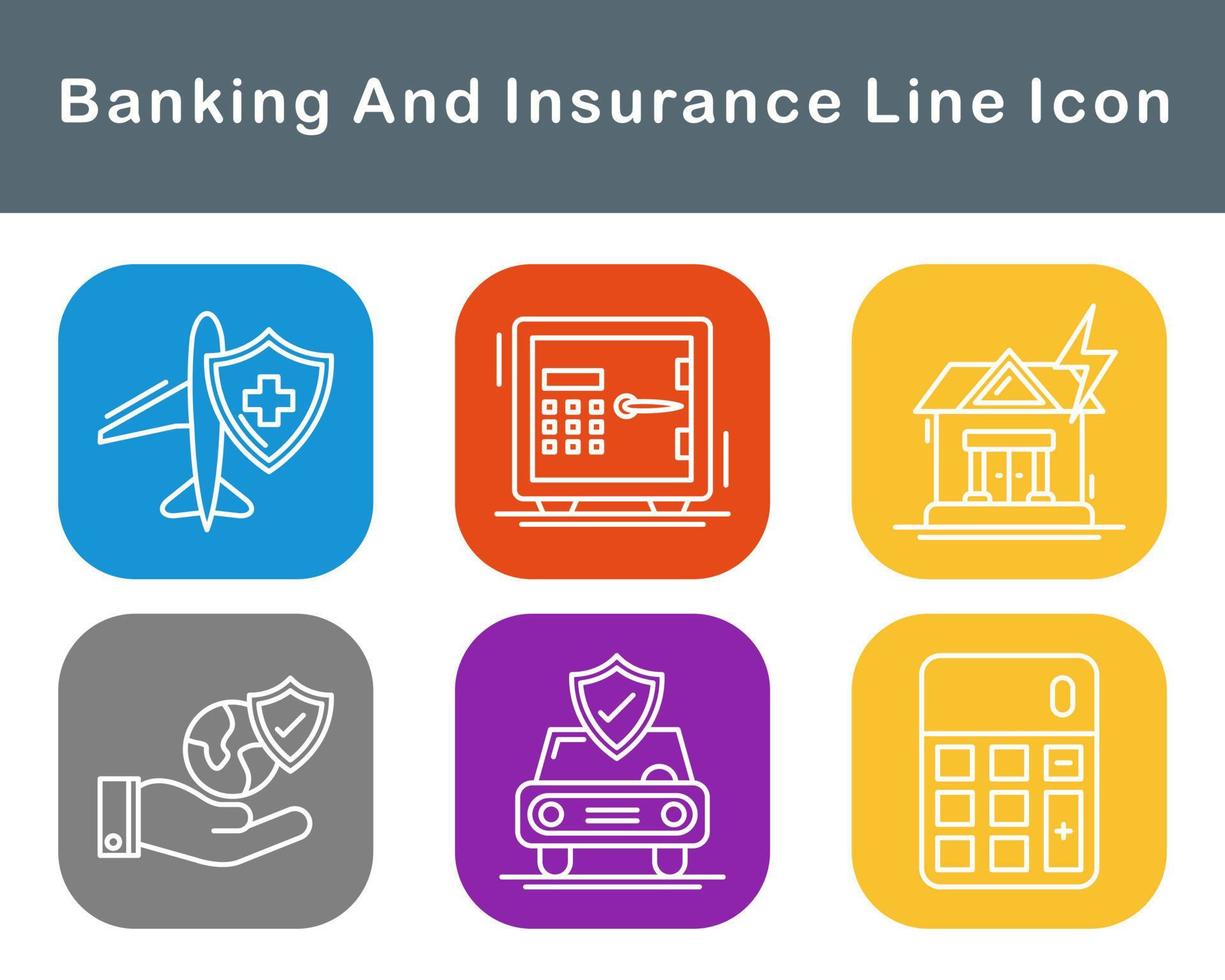 Banking And Insurance Vector Icon Set