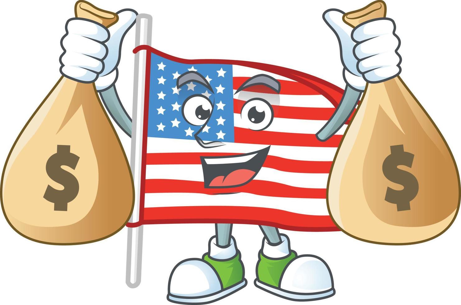 USA flag with pole icon design vector