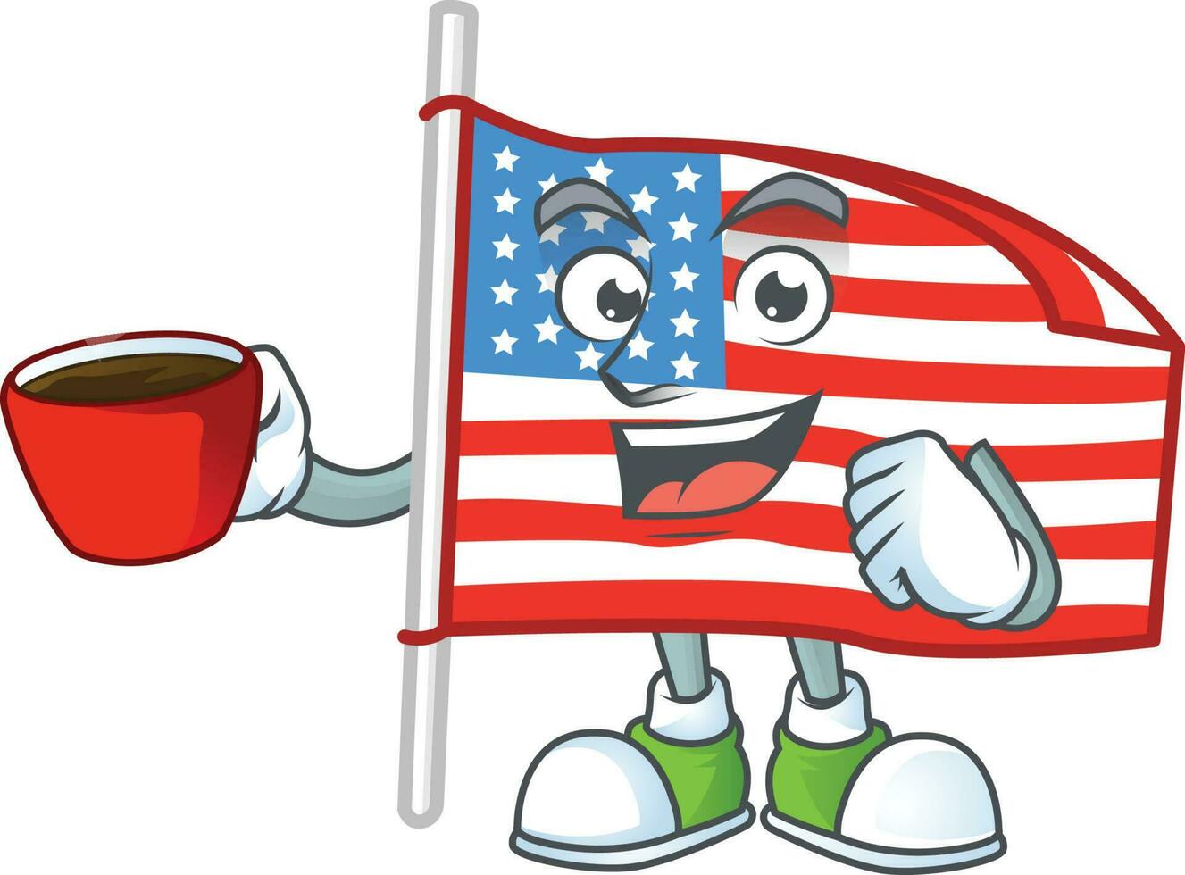 Estados Unidos bandera con polo icono diseño vector