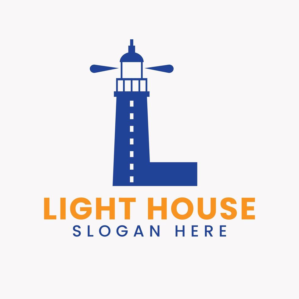 Letter L Light House Logo Vector Concept. Light House Logotype