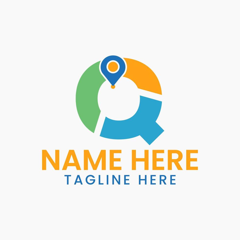 Letter Q Location Logo Concept With Gps Symbol, Pin Icon Template vector