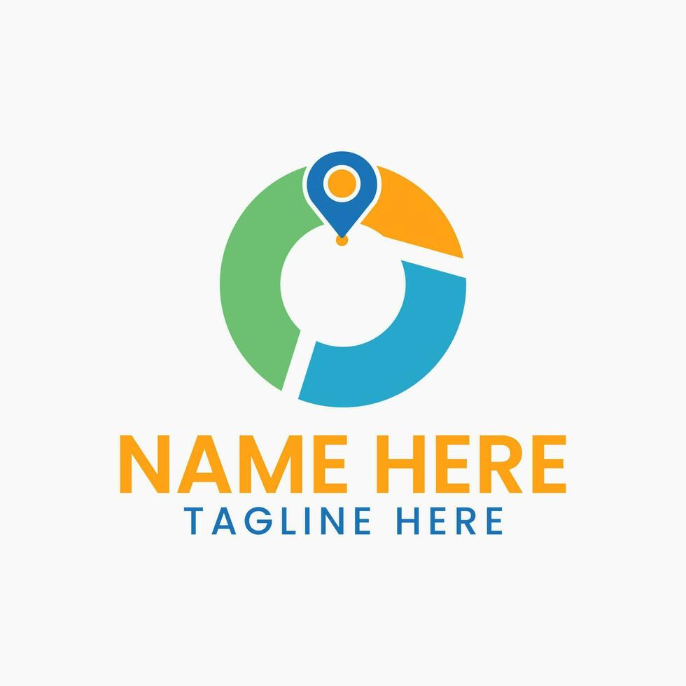 Letter O Location Logo Concept With Gps Symbol, Pin Icon Template vector