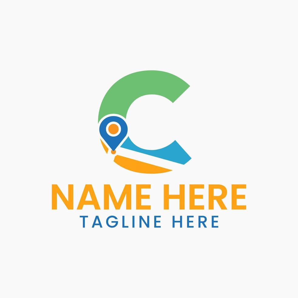 Letter C Location Logo Concept With Gps Symbol, Pin Icon Template vector