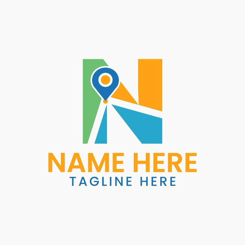 Letter N Location Logo Concept With Gps Symbol, Pin Icon Template vector