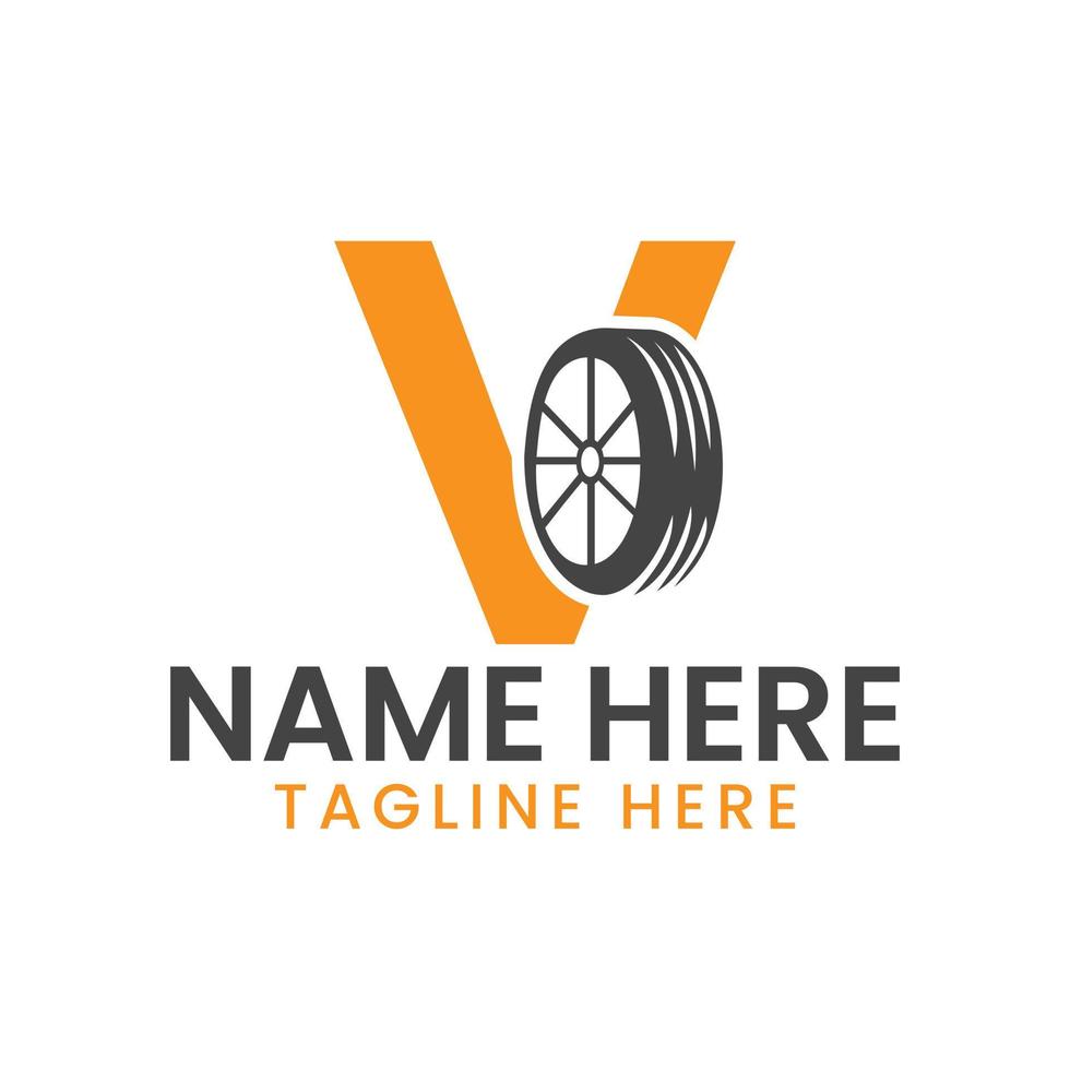 Letter V Tire Logo For Car Repair  Automotive Motor Logo Design Vector Template