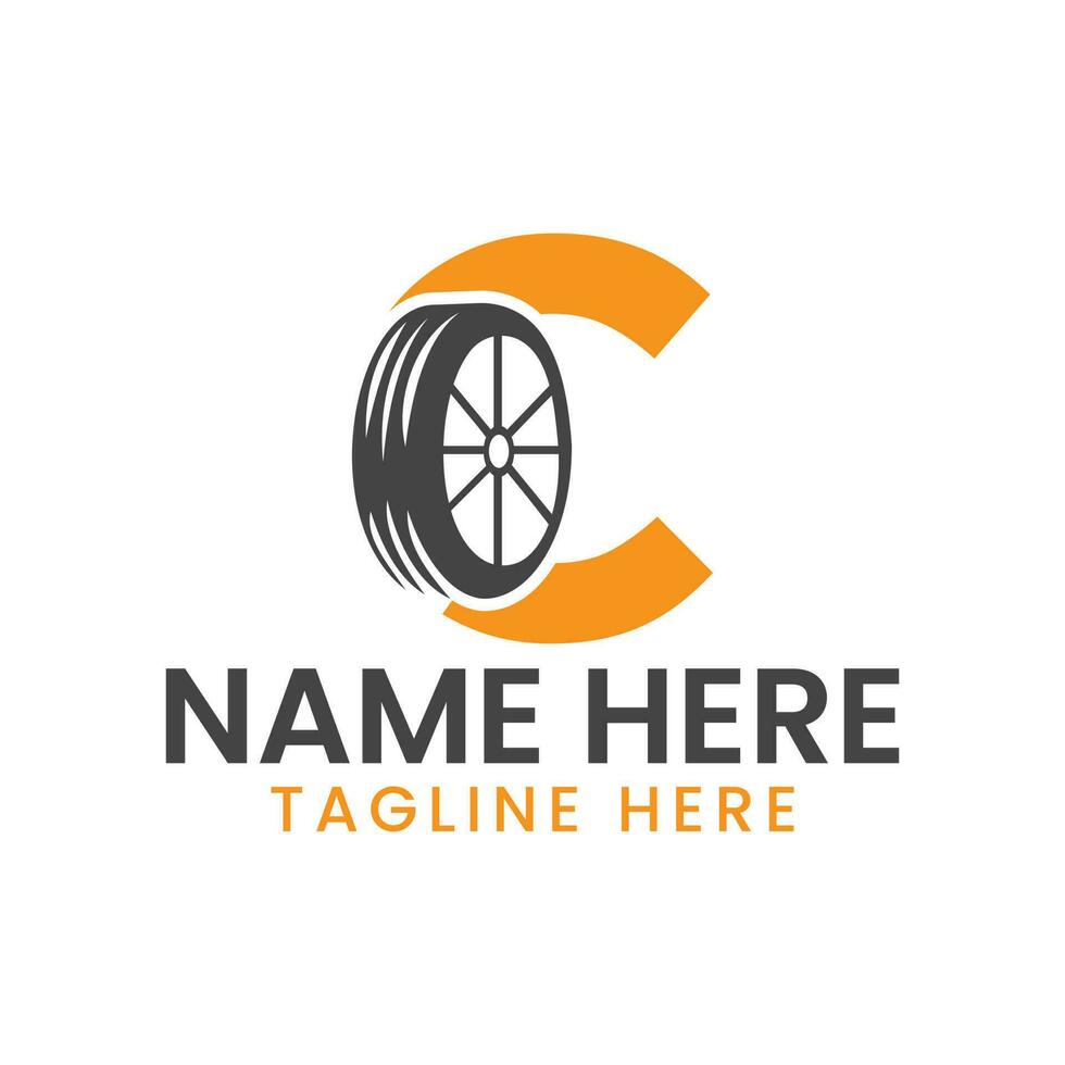 Letter C Tire Logo For Car Repair  Automotive Motor Logo Design Vector Template