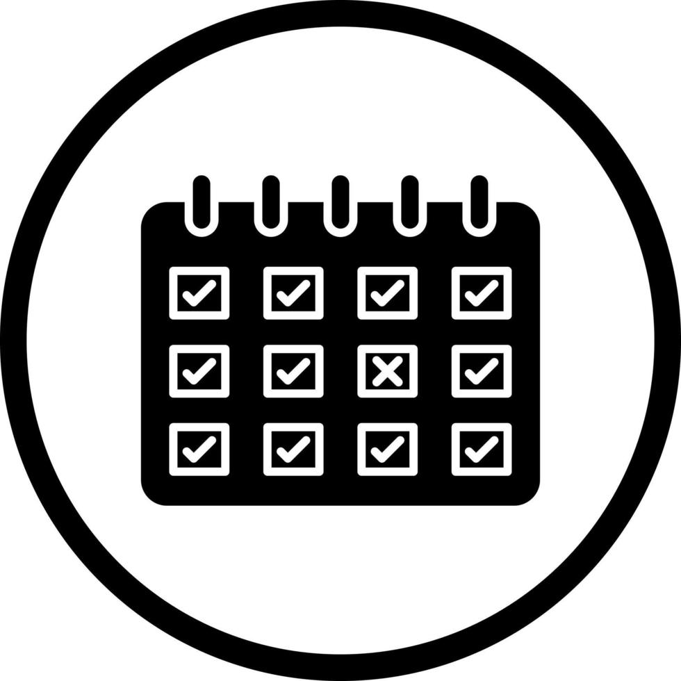 icono de vector de calendario marcado