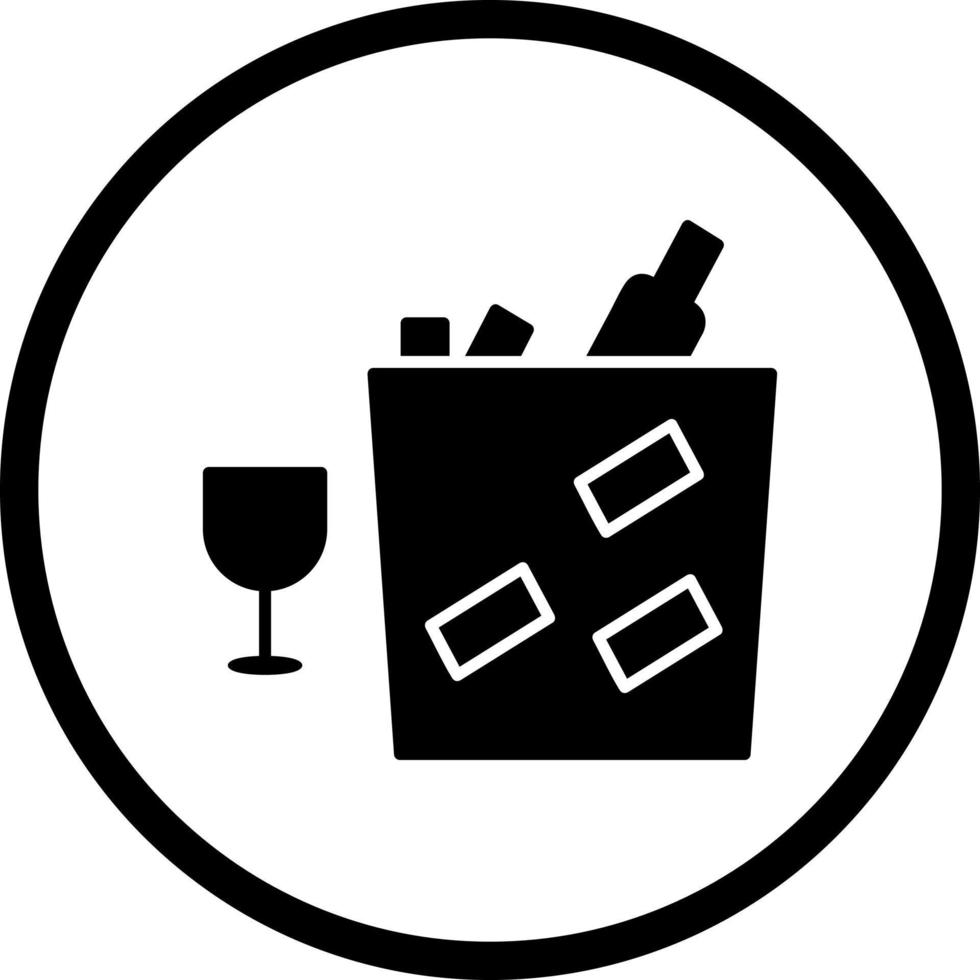 botella de vino única en icono de vector de hielo