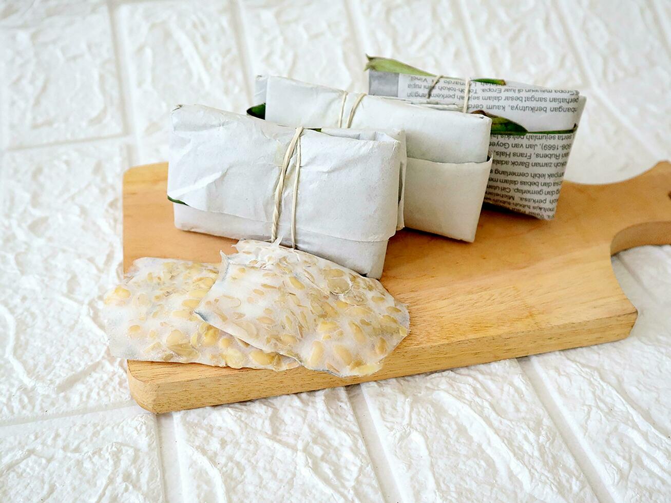 The original tempe was wrapped in paper photo