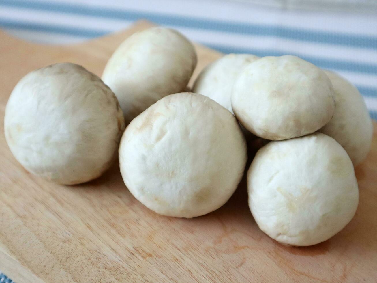 Raw fresh button mushrooms photo